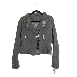BlankNyc Soft Fog Gray Next Level Suede Leather NWT Moto Biker Jacket Womens XL